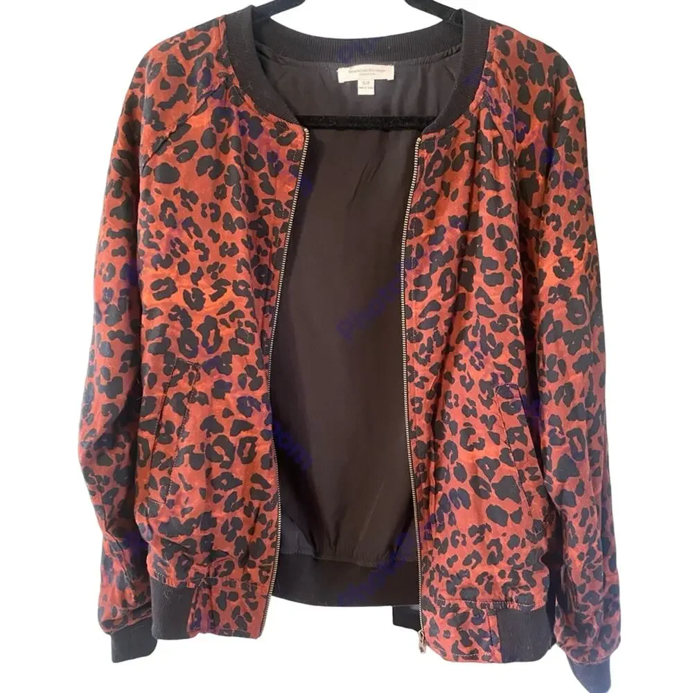 Beach Lunch Lounge Jacket Womens Medium Lightweight Casual Zip Up Bomber Coat